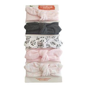 Yoga Sprout Girl Headbands 0-24 Months - Pack of 5 Pink White Grey